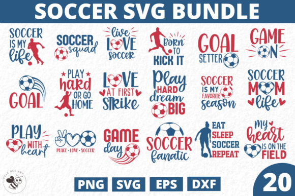 20 Soccer Color SVG Bundle: Graphics & T-Shirt Designs