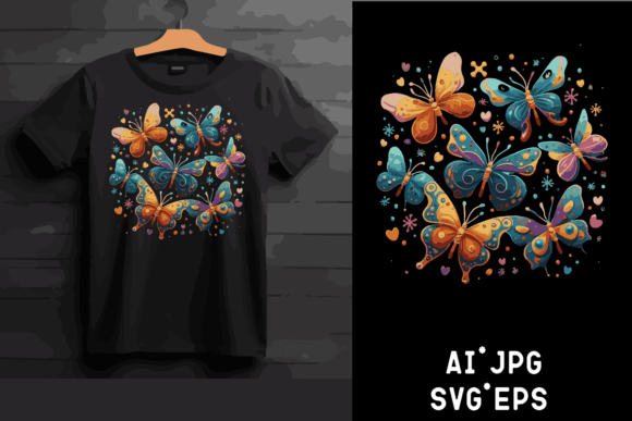 Autism Butterflies Water Color Graphics for T-Shirt Designs