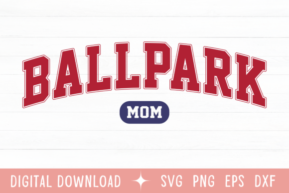Ballpark Mom Color Retro Varsity SVG: Graphics & T-Shirt Designs