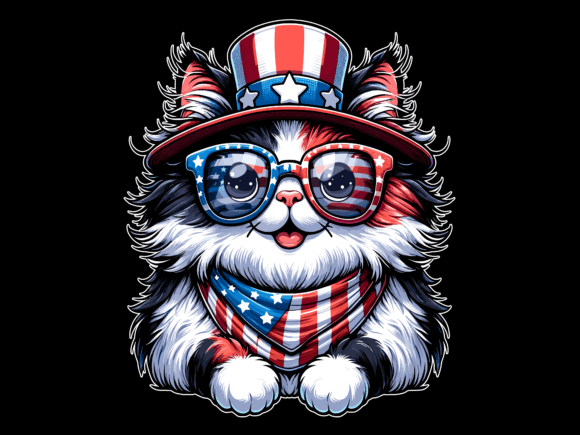 Cat 4th of July Vector Graphics for T-Shirt Designs