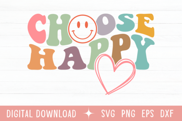 Choose Happy Wavy Color SVG: Graphics & T-Shirt Designs