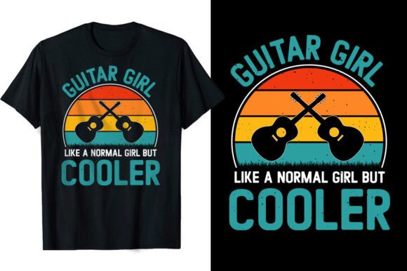 Guitar Girl Retro Vintage T-Shirt Design Graphics Review