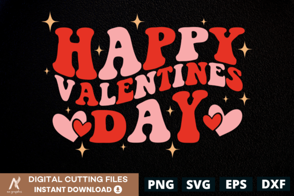 Happy Valentines Day Color Wavy SVG Graphics & T-Shirt Designs