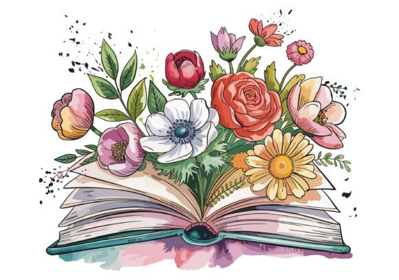 Open Book Silhouette with Flower T-shirt Graphics Review