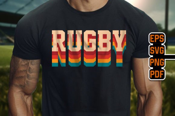 Rugby Vintage Typography Rainbow Color Graphics & T-Shirt Designs